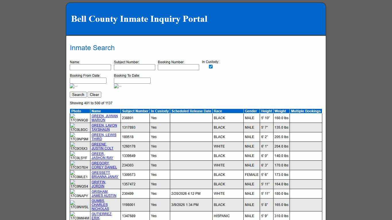 Inmate Search