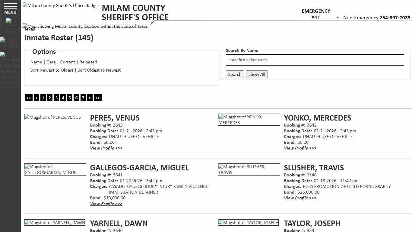 Inmate Roster - Current Inmates Booking Date Descending - Milam County Sheriff TX